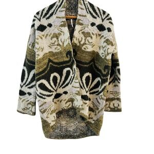 Free People Olive Open Front Cardigan Sweater Womens Size S Boho Knit Hi Low Hem